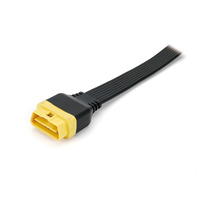 Cable de Extensión OBD2 de 16 Pines con Conector Macho, Cable Plano Negro y Carcasa Trapezoidal Amarilla para Diagnóstico y Pruebas de Vehículos OEM