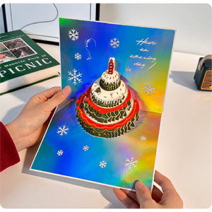 Carte de vœux musicale pop-up 3D holographique pour <span class=keywords><strong>anniversaire</strong></span>, carte de vœux découpée au laser avec motif flocon de neige, cadeau d'<span class=keywords><strong>anniversaire</strong></span> unique - Product Image 4