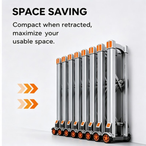 Barrière escamotable industrielle en acier inoxydable de 1,2 m de haut, robuste et extensible, pour la circulation routière, mobile et portable - Product Image 5
