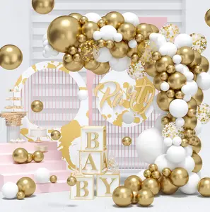 Verjaardagsfeest Bruiloft Ballon Set Goud Metallic Chroom Ronde Ballonboog Kit Decoratie