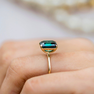 Lustre bijoux fiançailles moissanite 10/14k émeraude taille <span class=keywords><strong>solitaire</strong></span> 18k bagues bijoux femmes <span class=keywords><strong>diamant</strong></span> or véritable - Product Image 5