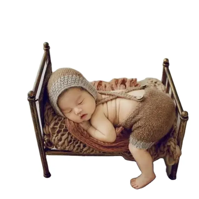 Recém-nascidos fotografia adereços cama bebê suprimentos mini cama studio acessórios ferro forjado cama