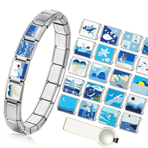 Pulsera de acero inoxidable al por mayor, nuevo estilo italiano, serie oceánica, módulo de conchas de estrellas de mar, pulsera de 9mm - Product Image 5