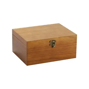 Personalizar caja de regalo artesanal de madera caja rectangular de madera grande con tapa con bisagras caja de madera de pino de peso ligero