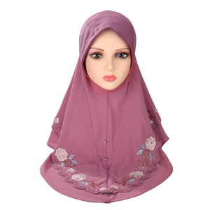 Foulard en dentelle brodée de haute qualité CCY, écharpe malaise pour femmes, hijab musulman double couche en mousseline perlée pour les tenues islamiques féminines - Product Image 6