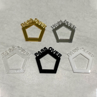 Table Miroir Or Argent Judaica Pomme Grenade Pâque Juive Hannukah Nouvel An Décor Hashanah Acrylique Serviette Anneaux Titulaire