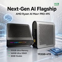 AMD Ryzen AI Max+ PRO 495 Mini PC 131TOPS 192GB RAM 160GB VRAM 4TB AI Workstation Mini PC untuk Ekspansi Inferensi Model AI Besar