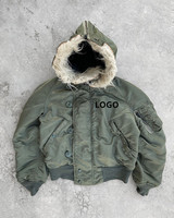 Veste d'aviateur réversible coupe-vent à fermeture éclair personnalisée OEM, veste bomber vintage en fausse fourrure, imperméable, unisexe