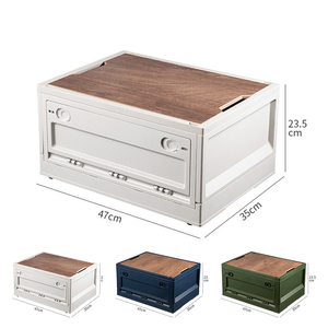 Boîte de rangement pliable avec couvercle <span class=keywords><strong>en</strong></span> bois 20L 27L 53L, grande, mobile, <span class=keywords><strong>pour</strong></span> voiture, cuisine, camping, <span class=keywords><strong>remorque</strong></span>, avec couvercle <span class=keywords><strong>en</strong></span> bois - Product Image 6