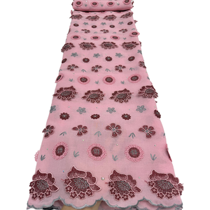 NI.AI - Tela de Encaje Suizo Africano, Nueva Llegada, para Vestido de Fiesta Nigeriano <span class=keywords><strong>Aso</strong></span> Ebi, Bordado Floral con Apliques y Pedrería - Product Image 5
