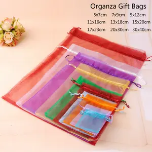 Organza Gift Bag Jewelry Packaging Bag Wedding Party Decoration Favors Drawable Gift Bag&Pouches Baby Shower