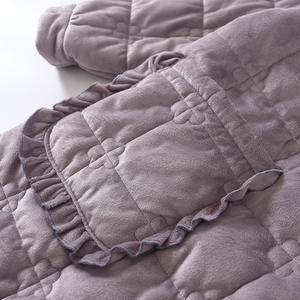 Conjunto de Pijama Acolchado de Tres Capas Color Morado con Pantalones de Algodón, Ropa de Invierno para Mujer, Ropa de Dormir - Product Image 5