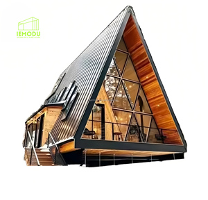 Casa prefabricada pequeña de madera maciza <span class=keywords><strong>directa</strong></span> de fábrica, diseño triangular para Camping, casa de familia y mejora del paisaje, red <span class=keywords><strong>roja</strong></span> - Product Image 1