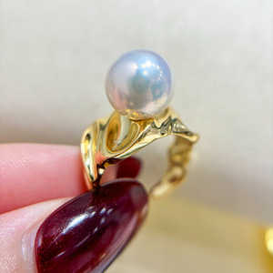 S925 Silver DIY Pearl Ring Empty Support Fashion <b>Concealer</b> with 12-14mm Bead 1647 - Product Image 3