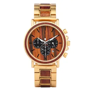 2023 grosir dipersonalisasi gerakan Miyota Citizen eboni jam tangan kustom tampilan kayu jam tangan otomatis Oem dengan Logo pria