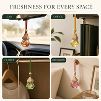 Mini diffuseur de parfum pour voiture suspendu, flacon en verre transparent rechargeable, bouchon en bois, pendentif aromatique pour voiture, éliminateur d'odeurs, décoration