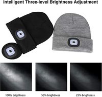 Venta al por mayor Unisex Beanie Hat con los regalos ligeros USB recargable 4 LED Cap