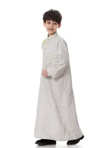 Benutzer definierte Abayas für Kinder Islamische Kleidung Mode Jungen Kleidung Muslim Arab Thobe Langarm Teenager Abaya für Kinder