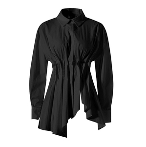 Nouveaux polos à la mode à la mode chemisier en coton creux à manches longues hauts amples chemise blanche femmes - Product Image 6