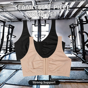 High Quality <b>Seamless</b> 2-Piece Yoga Set Crew Neck Four-Way Stretch Breathable Active Wear Gym <b>Clothing</b> Casual Fitness High Front - Product Image 2