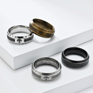 แหวนสไตล์ไวกิ้งนอร์ดิกสำหรับผู้ชาย ทำจากสแตนเลสสตีล ลายต้นไม้แห่งชีวิต เครื่องประดับโบราณ สีเงิน สีทอง สีดำ เหมาะสำหรับใส่ทุกวัน - Product Image 1