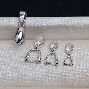 Collier pendentif à clip en argent S925, accessoire de bricolage avec base creuse baroque, fermoir en perle de jade - Composants et accessoires de bijouterie - 4088 - Product Image 2