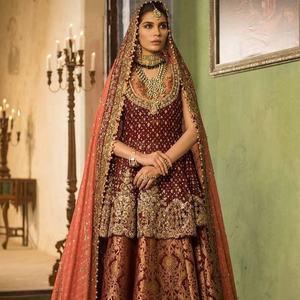 Atiya libas ดั้งเดิมของอินเดีย/ปากีสถานผู้หญิง lehenga choli กับหนักปัก zarzozi สำหรับงานแต่งงาน-วัสดุอะซิเตท - Product Image 1