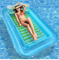 Matelas flottant gonflable en PVC avec oreiller, lit flottant en plastique pour les activités aquatiques