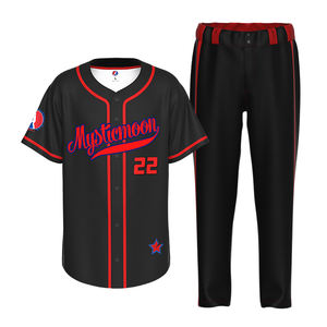 Conjunto de uniforme de béisbol personalizado Sublimación Diseño Trim Pinstripe Hombres Camiseta de béisbol - Product Image 4