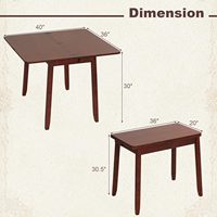 Table à manger extensible et pliable avec compartiment de rangement, design moderne du milieu du siècle, matériau en bois, pieds en bois de caoutchouc