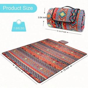 Tapis de pique-nique de plage pliable, léger, durable, imperméable, en coton polyester, style bohème, design personnalisé - Product Image 2