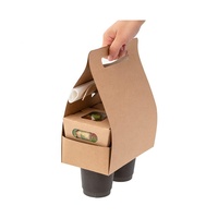 Récipient alimentaire personnalisé Boîte à lunch avec poignée en papier kraft à emporter porte-aliments/boissons avec poignée Boîtes à lunch Porte-gobelet Boîte combinée