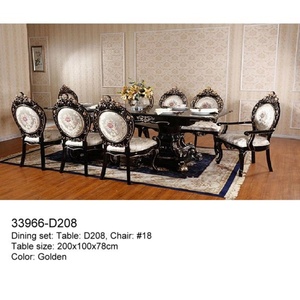 Juego de mesa de comedor de madera de estilo europeo clásico con marco blanco antiguo para decoración del hogar, hoteles y salones de banquetes. - Product Image 6