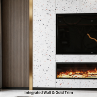 Mueble de TV Moderno de Lujo en Madera con Estantes con Pantalla LED y Chimenea Eléctrica, Consola Multimedia para Sala de Estar, Dormitorio y Hospital