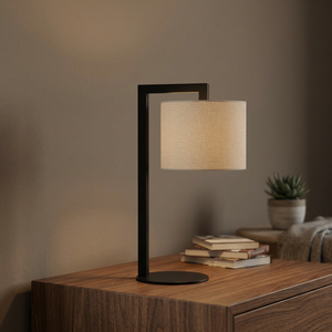Modern Black Drum Shade Fabric <b>Table</b> Lamp <b>LED</b> E26/E27 AC Powered Eco-Friendly <b>Bedside</b> Floor Lamp for Hotel Bedroom Living Room - Product Image 4