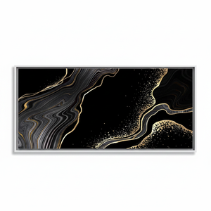 Elegant Black and Gold Marble <b>Canvas</b> Wall Art: Tempered Glass Print,WHITE <b>FRAMED</b> <b>CANVAS</b> - Product Image 2