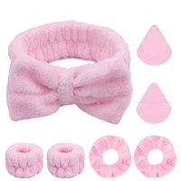 7 pièces soins de la peau éponge gonflé éponge bandeau bandes de cheveux et bracelets chouchous poudre bouffées maquillage gonflé Spa bandeau ensembles