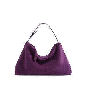 Sac à main pour femme en cuir de vachette véritable suédé, motif géométrique, fermeture éclair, sac hobo, sac à bandoulière, design haut de gamme pour l'hiver - Product Image 5