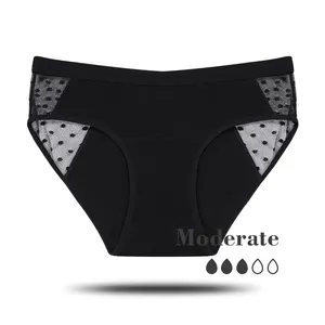 Hot Menstrual Underwear Breathable Black Large Period Panties Underwear 1 Piece Cotton Menstrual Washable Period Undies