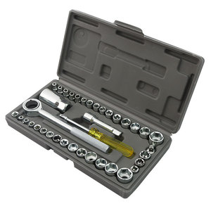 Jeu de clés à douille de 40 pièces, entraînement de 3/8, kit d'outils automobile d'urgence pour la réparation de véhicules à <span class=keywords><strong>domicile</strong></span> - Product Image 1