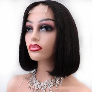 Pas cher Court Bob Transparent HD Dentelle Perruque de Cheveux Humains 8-14 pouces Mink Cheveux Brésiliens Perruque Fermeture Court Bob Perruques Pour Les Femmes Noires