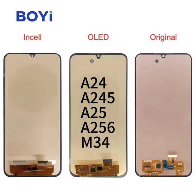 Factory Screen for Samsung A24 A246 A25 A256 M34 INCELL OLED OEM With Frame Lcd Display Pantalla Original for Replacement Repair