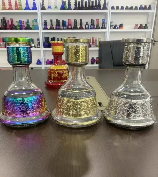 Best selling gold plated glass hookah bottle bonges shisha vase