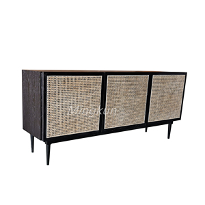 Modern Popular Rattan Furniture TV Stand Wooden Solid Oak Living Room Side Board Kitchen Cabinet Pcs