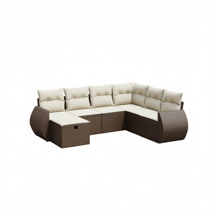 Conjunto de Sofás Modulares Modernos para Jardín, Muebles de Exterior de Ratán Marrón con Cojines de Espuma de Alta Densidad - Product Image 1