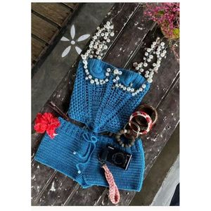 ZHEZHE 2025 moda estiva da <span class=keywords><strong>donna</strong></span> 2 pezzi Set senza maniche canotta con cinturino di perle e gonna corta in maglia da spiaggia da <span class=keywords><strong>donna</strong></span> <span class=keywords><strong>Boutique</strong></span> - Product Image 4