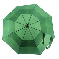 Parapluie droit en bois massif vert à 8 baleines avec manche courbé, parapluie promotionnel vert uni avec logo personnalisé, résistant au vent fort
