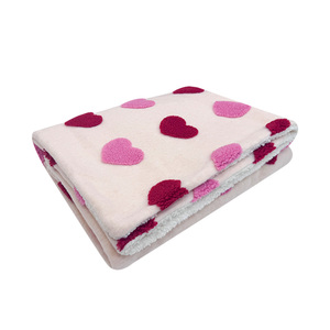 In Stock Bedding Sofa Gift Love Heart Eco-Friendly Knitted Super Soft Warm Nap <strong>Pink</strong> <strong>Throw</strong> for Winter - Product Image 6