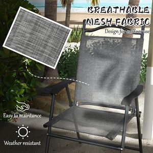 DB pour Offre Spéciale Lot de 4 chaises de patio pliantes Siège en tissu maillé respirant avec accoudoirs pour adultes Camping et voyage - Product Image 5