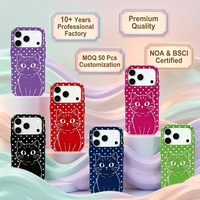 Étui de téléphone magnétique en PU brillant à pois motif chat mignon avec boutons métalliques et protection antichoc pour iPhone 15/16/17 Pro